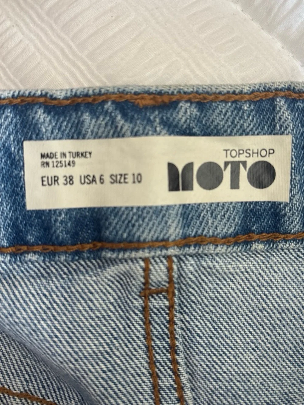 Topshop Blue Distressed Denim Mini Skirt